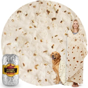 image:imageZulay Kitchen Burrito Tortilla Blanket  Giant DoubleSided Wrap Cover for Adult and Kids  285 GSM Funny Soft Food Quilt  Flannel Round Taco Throw  60 ReversibleBeige