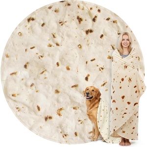 image:imageZulay Kitchen Burrito Tortilla Blanket  Giant DoubleSided Wrap Cover for Adult and Kids  285 GSM Funny Soft Food Quilt  Flannel Round Taco Throw  60 ReversibleBurrito