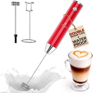 image:imageZulay Kitchen Executive Series Milk Frother Wand  Upgraded amp Improved Stand  Ideal Coffee Gift  Coffee Frother Handheld Foam Maker For Lattes  Electric Milk Frother Handheld For CappuccinoLux Cardinal Red