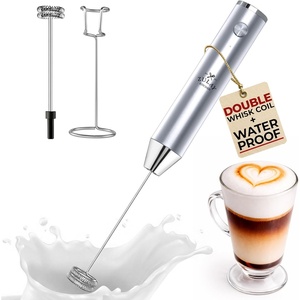 image:imageZulay Kitchen Executive Series Milk Frother Wand  Upgraded amp Improved Stand  Ideal Coffee Gift  Coffee Frother Handheld Foam Maker For Lattes  Electric Milk Frother Handheld For CappuccinoLux Premium Silver