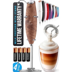 image:imageZulay Kitchen Executive Series Milk Frother Wand  Upgraded amp Improved Stand  Ideal Coffee Gift  Coffee Frother Handheld Foam Maker For Lattes  Electric Milk Frother Handheld For CappuccinoJava Walnut