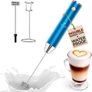 image:imageZulay Kitchen Executive Series Milk Frother Wand  Upgraded amp Improved Stand  Ideal Coffee Gift  Coffee Frother Handheld Foam Maker For Lattes  Electric Milk Frother Handheld For CappuccinoLux Metallic Blue