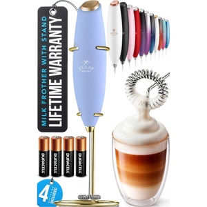 image:imageZulay Kitchen Executive Series Milk Frother Wand  Upgraded amp Improved Stand  Ideal Coffee Gift  Coffee Frother Handheld Foam Maker For Lattes  Electric Milk Frother Handheld For CappuccinoCadet Blue