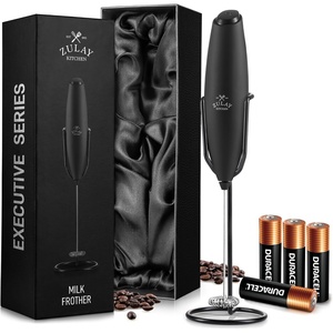 image:imageZulay Kitchen Executive Series Milk Frother Wand  Upgraded amp Improved Stand  Ideal Coffee Gift  Coffee Frother Handheld Foam Maker For Lattes  Electric Milk Frother Handheld For CappuccinoAll Must Go Gift Box Black