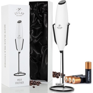 image:imageZulay Kitchen Executive Series Milk Frother Wand  Upgraded amp Improved Stand  Ideal Coffee Gift  Coffee Frother Handheld Foam Maker For Lattes  Electric Milk Frother Handheld For CappuccinoGift Box White  Black