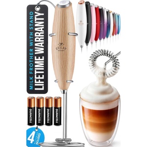 image:imageZulay Kitchen Executive Series Milk Frother Wand  Upgraded amp Improved Stand  Ideal Coffee Gift  Coffee Frother Handheld Foam Maker For Lattes  Electric Milk Frother Handheld For CappuccinoFawn Maple