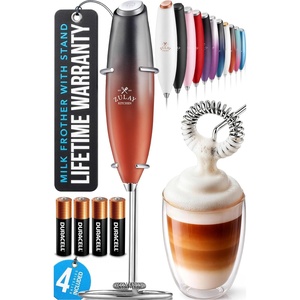 image:imageZulay Kitchen Executive Series Milk Frother Wand  Upgraded amp Improved Stand  Ideal Coffee Gift  Coffee Frother Handheld Foam Maker For Lattes  Electric Milk Frother Handheld For CappuccinoBlaze Crimson