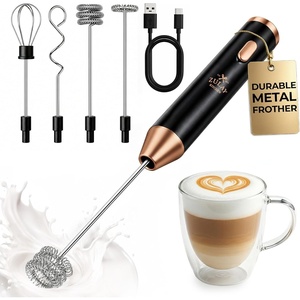 image:imageZulay Kitchen Executive Series Milk Frother Wand  Upgraded amp Improved Stand  Ideal Coffee Gift  Coffee Frother Handheld Foam Maker For Lattes  Electric Milk Frother Handheld For CappuccinoUltra Black Copper