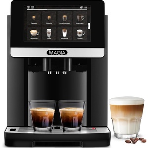 image:imageZulay Kitchen Magia Clasica Automatic Espresso Machine with BuiltIn Grinder Touch Panel Coffee Maker Steam Wand Milk Frother Adjustable Strength SelfCleaning Black amp Copper 13 x 177 x 94Polished Silver