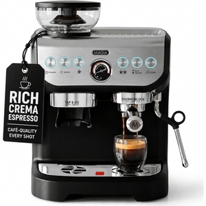 image:imageZulay Kitchen Magia Clasica Automatic Espresso Machine with BuiltIn Grinder Touch Panel Coffee Maker Steam Wand Milk Frother Adjustable Strength SelfCleaning Black amp Copper 13 x 177 x 94Black  Silver