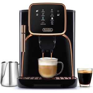image:imageZulay Kitchen Magia Clasica Automatic Espresso Machine with BuiltIn Grinder Touch Panel Coffee Maker Steam Wand Milk Frother Adjustable Strength SelfCleaning Black amp Copper 13 x 177 x 94Black  Copper