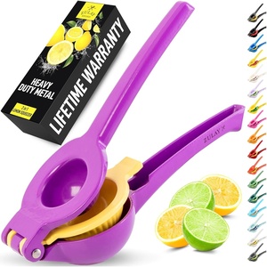 image:imageZulay Kitchen Metal 2in1 Lemon Squeezer  Sturdy Max Extraction Hand Juicer Lemon Squeezer Gets Every Last Drop  Easy to Clean Manual Citrus Juicer  EasyUse Lemon Juicer Squeezer  RedYellowPurple  Yellow