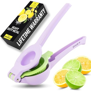 image:imageZulay Kitchen Metal 2in1 Lemon Squeezer  Sturdy Max Extraction Hand Juicer Lemon Squeezer Gets Every Last Drop  Easy to Clean Manual Citrus Juicer  EasyUse Lemon Juicer Squeezer  RedYellowLight Purple  Lime