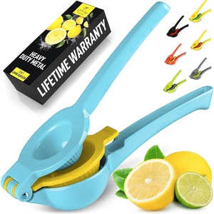 image:imageZulay Kitchen Metal 2in1 Lemon Squeezer  Sturdy Max Extraction Hand Juicer Lemon Squeezer Gets Every Last Drop  Easy to Clean Manual Citrus Juicer  EasyUse Lemon Juicer Squeezer  RedYellowCool Blue and Yellow