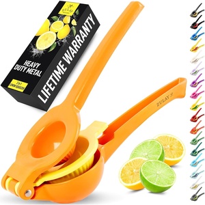 image:imageZulay Kitchen Metal 2in1 Lemon Squeezer  Sturdy Max Extraction Hand Juicer Lemon Squeezer Gets Every Last Drop  Easy to Clean Manual Citrus Juicer  EasyUse Lemon Juicer Squeezer  RedYellowOrange  Yellow