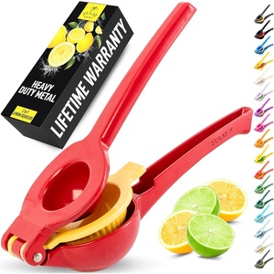 image:imageZulay Kitchen Metal 2in1 Lemon Squeezer  Sturdy Max Extraction Hand Juicer Lemon Squeezer Gets Every Last Drop  Easy to Clean Manual Citrus Juicer  EasyUse Lemon Juicer Squeezer  RedYellowRed  Yellow