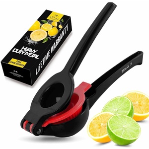 image:imageZulay Kitchen Metal 2in1 Lemon Squeezer  Sturdy Max Extraction Hand Juicer Lemon Squeezer Gets Every Last Drop  Easy to Clean Manual Citrus Juicer  EasyUse Lemon Juicer Squeezer  RedYellowBlack and Red