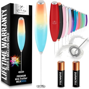 image:imageZulay Kitchen Powerful Milk Frother Wand  Handheld Stainless Steel  Battery Operated Drink Mixer for Coffee Lattes Cappuccino Matcha  Froth Mate Frother Gift  Midnight BlackRoyal Sunrise