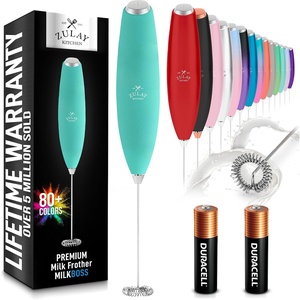 image:imageZulay Kitchen Powerful Milk Frother Wand  Handheld Stainless Steel  Battery Operated Drink Mixer for Coffee Lattes Cappuccino Matcha  Froth Mate Frother Gift  Absolute BlackPacific Aqua