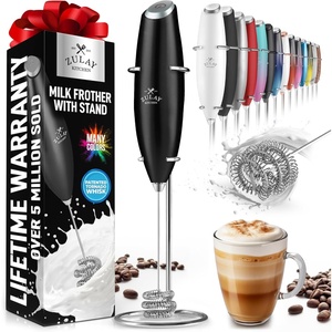 image:imageZulay Kitchen Powerful Milk Frother Wand  Handheld Stainless Steel  Battery Operated Drink Mixer for Coffee Lattes Cappuccino Matcha  Froth Mate Frother Gift  Midnight BlackUltra Black
