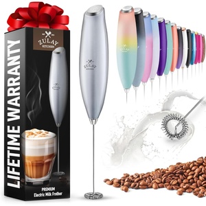 image:imageZulay Kitchen Powerful Milk Frother Wand  Handheld Stainless Steel  Battery Operated Drink Mixer for Coffee Lattes Cappuccino Matcha  Froth Mate Frother Gift  Midnight BlackZK Silver