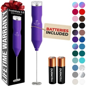 image:imageZulay Kitchen Powerful Milk Frother Wand  Handheld Stainless Steel  Battery Operated Drink Mixer for Coffee Lattes Cappuccino Matcha  Froth Mate Frother Gift  Absolute BlackBasic Purple