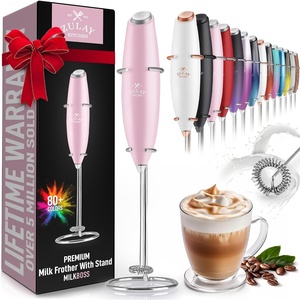 image:imageZulay Kitchen Powerful Milk Frother Wand  Handheld Stainless Steel  Battery Operated Drink Mixer for Coffee Lattes Cappuccino Matcha  Froth Mate Frother Gift  Midnight BlackInnocent Pink