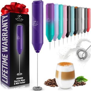 image:imageZulay Kitchen Powerful Milk Frother Wand  Handheld Stainless Steel  Battery Operated Drink Mixer for Coffee Lattes Cappuccino Matcha  Froth Mate Frother Gift  Absolute BlackBlackberry Purple