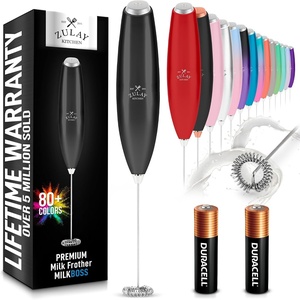 image:imageZulay Kitchen Powerful Milk Frother Wand  Handheld Stainless Steel  Battery Operated Drink Mixer for Coffee Lattes Cappuccino Matcha  Froth Mate Frother Gift  Absolute BlackFusion Black