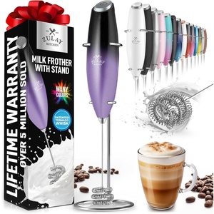 image:imageZulay Kitchen Powerful Milk Frother Wand  Handheld Stainless Steel  Battery Operated Drink Mixer for Coffee Lattes Cappuccino Matcha  Froth Mate Frother Gift  Midnight BlackPurple  Black