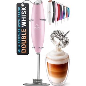 image:imageZulay Kitchen Powerful Milk Frother Wand  Handheld Stainless Steel  Battery Operated Drink Mixer for Coffee Lattes Cappuccino Matcha  Froth Mate Frother Gift  Absolute BlackMagnetic Pink