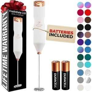 image:imageZulay Kitchen Powerful Milk Frother Wand  Handheld Stainless Steel  Battery Operated Drink Mixer for Coffee Lattes Cappuccino Matcha  Froth Mate Frother Gift  Absolute BlackElegant White Gold