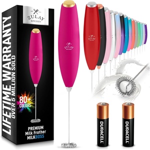 image:imageZulay Kitchen Powerful Milk Frother Wand  Handheld Stainless Steel  Battery Operated Drink Mixer for Coffee Lattes Cappuccino Matcha  Froth Mate Frother Gift  Midnight BlackHot Pink