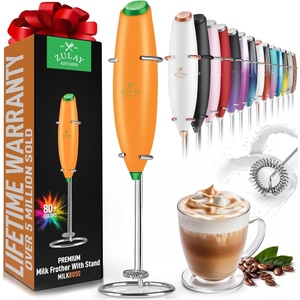 image:imageZulay Kitchen Powerful Milk Frother Wand  Handheld Stainless Steel  Battery Operated Drink Mixer for Coffee Lattes Cappuccino Matcha  Froth Mate Frother Gift  Absolute BlackJet Orange