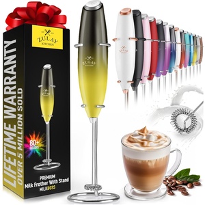 image:imageZulay Kitchen Powerful Milk Frother Wand  Handheld Stainless Steel  Battery Operated Drink Mixer for Coffee Lattes Cappuccino Matcha  Froth Mate Frother Gift  Absolute BlackHoney Bee