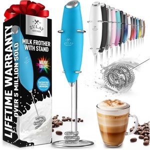 image:imageZulay Kitchen Powerful Milk Frother Wand  Handheld Stainless Steel  Battery Operated Drink Mixer for Coffee Lattes Cappuccino Matcha  Froth Mate Frother Gift  Midnight BlackPacific Blue