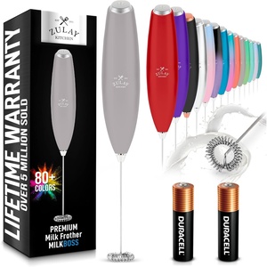 image:imageZulay Kitchen Powerful Milk Frother Wand  Handheld Stainless Steel  Battery Operated Drink Mixer for Coffee Lattes Cappuccino Matcha  Froth Mate Frother Gift  Absolute BlackTitan Gray
