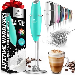 image:imageZulay Kitchen Powerful Milk Frother Wand  Handheld Stainless Steel  Battery Operated Drink Mixer for Coffee Lattes Cappuccino Matcha  Froth Mate Frother Gift  Midnight BlackPristine Teal