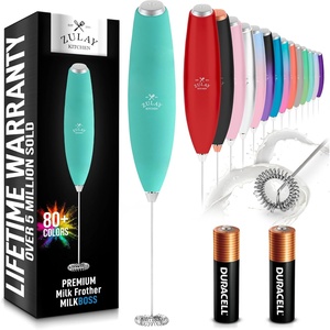 image:imageZulay Kitchen Powerful Milk Frother Wand  Handheld Stainless Steel  Battery Operated Drink Mixer for Coffee Lattes Cappuccino Matcha  Froth Mate Frother Gift  Midnight BlackPacific Aqua
