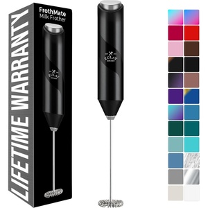 image:imageZulay Kitchen Powerful Milk Frother Wand  Handheld Stainless Steel  Battery Operated Drink Mixer for Coffee Lattes Cappuccino Matcha  Froth Mate Frother Gift  Absolute BlackMidnight Black