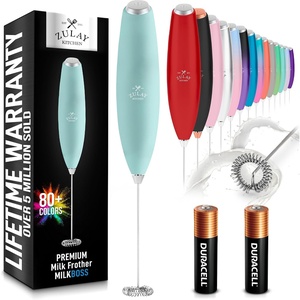 image:imageZulay Kitchen Powerful Milk Frother Wand  Handheld Stainless Steel  Battery Operated Drink Mixer for Coffee Lattes Cappuccino Matcha  Froth Mate Frother Gift  Midnight BlackMint