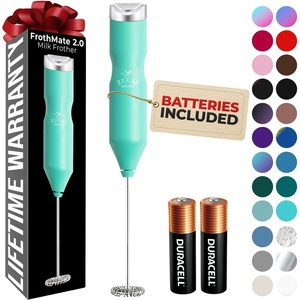 image:imageZulay Kitchen Powerful Milk Frother Wand  Handheld Stainless Steel  Battery Operated Drink Mixer for Coffee Lattes Cappuccino Matcha  Froth Mate Frother Gift  Absolute BlackDeep Aqua