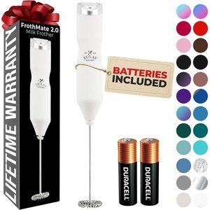image:imageZulay Kitchen Powerful Milk Frother Wand  Handheld Stainless Steel  Battery Operated Drink Mixer for Coffee Lattes Cappuccino Matcha  Froth Mate Frother Gift  Absolute BlackClean White