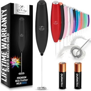 image:imageZulay Kitchen Powerful Milk Frother Wand  Handheld Stainless Steel  Battery Operated Drink Mixer for Coffee Lattes Cappuccino Matcha  Froth Mate Frother Gift  Midnight BlackGraphite Black