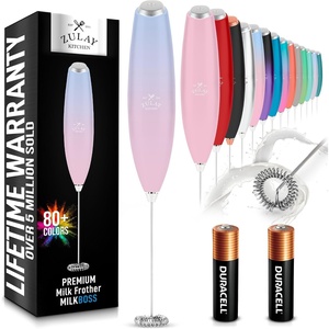 image:imageZulay Kitchen Powerful Milk Frother Wand  Handheld Stainless Steel  Battery Operated Drink Mixer for Coffee Lattes Cappuccino Matcha  Froth Mate Frother Gift  Absolute BlackPure Sun