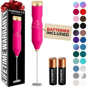 image:imageZulay Kitchen Powerful Milk Frother Wand  Handheld Stainless Steel  Battery Operated Drink Mixer for Coffee Lattes Cappuccino Matcha  Froth Mate Frother Gift  Absolute BlackCute Pink