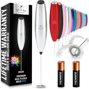 image:imageZulay Kitchen Powerful Milk Frother Wand  Handheld Stainless Steel  Battery Operated Drink Mixer for Coffee Lattes Cappuccino Matcha  Froth Mate Frother Gift  Absolute BlackImperial Silver Black