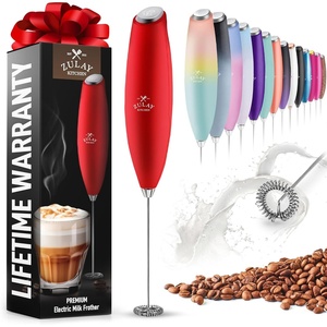 image:imageZulay Kitchen Powerful Milk Frother Wand  Handheld Stainless Steel  Battery Operated Drink Mixer for Coffee Lattes Cappuccino Matcha  Froth Mate Frother Gift  Absolute BlackDragon Red