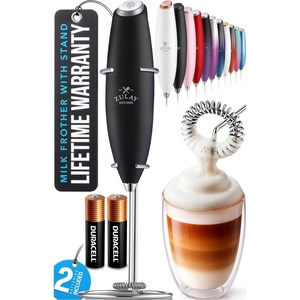 image:imageZulay Kitchen Powerful Milk Frother Wand With Duracell Batteries  Ultra Fast Handheld Drink Mixer  Electric Whisk Foam Maker for Coffee Lattes Cappuccino amp Matcha  Triple Whisk  Orchid LilacAlpha Black