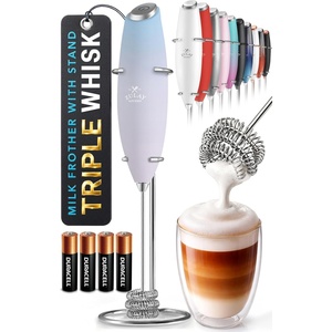 image:imageZulay Kitchen Powerful Milk Frother Wand With Duracell Batteries  Ultra Fast Handheld Drink Mixer  Electric Whisk Foam Maker for Coffee Lattes Cappuccino amp Matcha  Triple Whisk  Orchid LilacPale Cloud